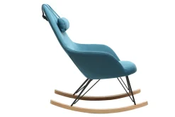 Miliboo Relax-Sessel - Schaukelstuhl Stoff Petrolblau Füße Metall und Esche JHENE* Design-sessel|Schaukelstühle