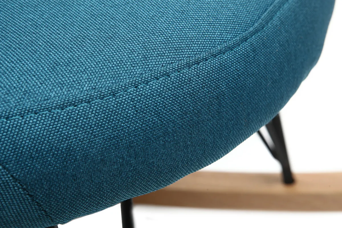 Miliboo Relax-Sessel - Schaukelstuhl Stoff Petrolblau Füße Metall und Esche JHENE* Design-sessel|Schaukelstühle