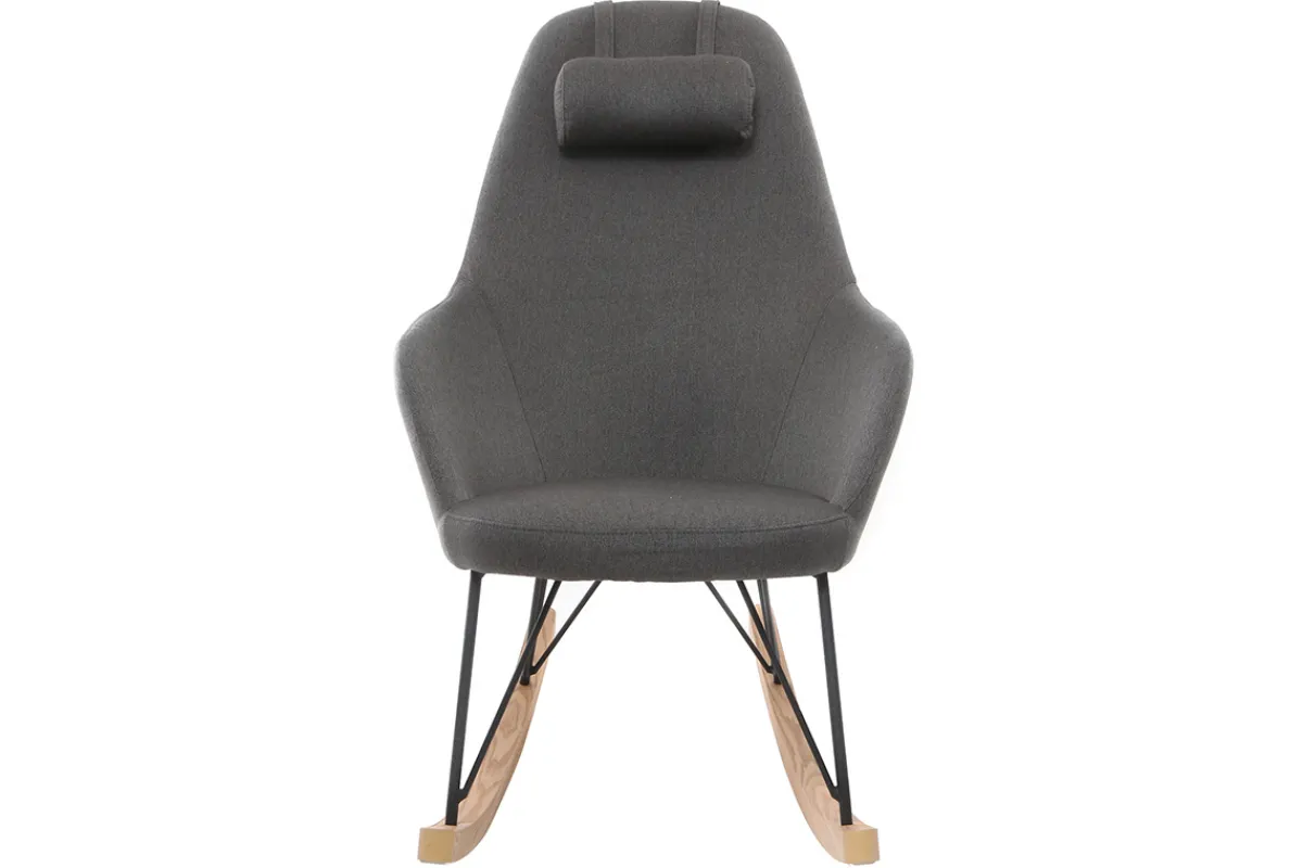 Miliboo Relax-Sessel - Schaukelstuhl Stoff Grau Füße Metall und Esche JHENE* Design-sessel|Schaukelstühle