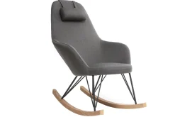 Miliboo Relax-Sessel - Schaukelstuhl Stoff Grau Füße Metall und Esche JHENE* Design-sessel|Schaukelstühle