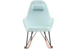 Miliboo Relax-Sessel - Schaukelstuhl Stoff Meeresgrün Füße Metall und Esche JHENE* Design-sessel|Schaukelstühle