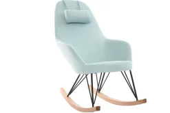 Miliboo Relax-Sessel - Schaukelstuhl Stoff Meeresgrün Füße Metall und Esche JHENE* Design-sessel|Schaukelstühle