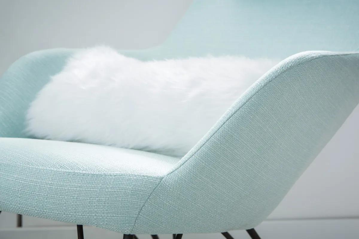 Miliboo Relax-Sessel - Schaukelstuhl Stoff Meeresgrün Füße Metall und Esche JHENE* Design-sessel|Schaukelstühle