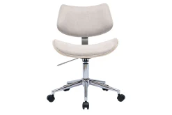 Miliboo Rollender Bürostuhl im Design aus Textur-Veloursstoff in Beige, helles Eichenholz und Metall MALMO* Bürostühle|Bürostuhl Zum Kleinen Preis