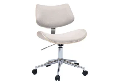 Miliboo Rollender Bürostuhl im Design aus Textur-Veloursstoff in Beige, helles Eichenholz und Metall MALMO* Bürostühle|Bürostuhl Zum Kleinen Preis