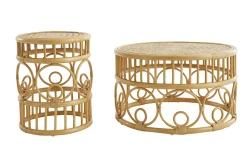 Miliboo Runde Couchtische aus Rattan und Bambus D70 cm und D40 cm (2er-Set) SORAYA* Couchtische