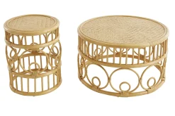 Miliboo Runde Couchtische aus Rattan und Bambus D70 cm und D40 cm (2er-Set) SORAYA* Couchtische