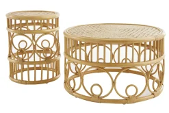 Miliboo Runde Couchtische aus Rattan und Bambus D70 cm und D40 cm (2er-Set) SORAYA* Couchtische