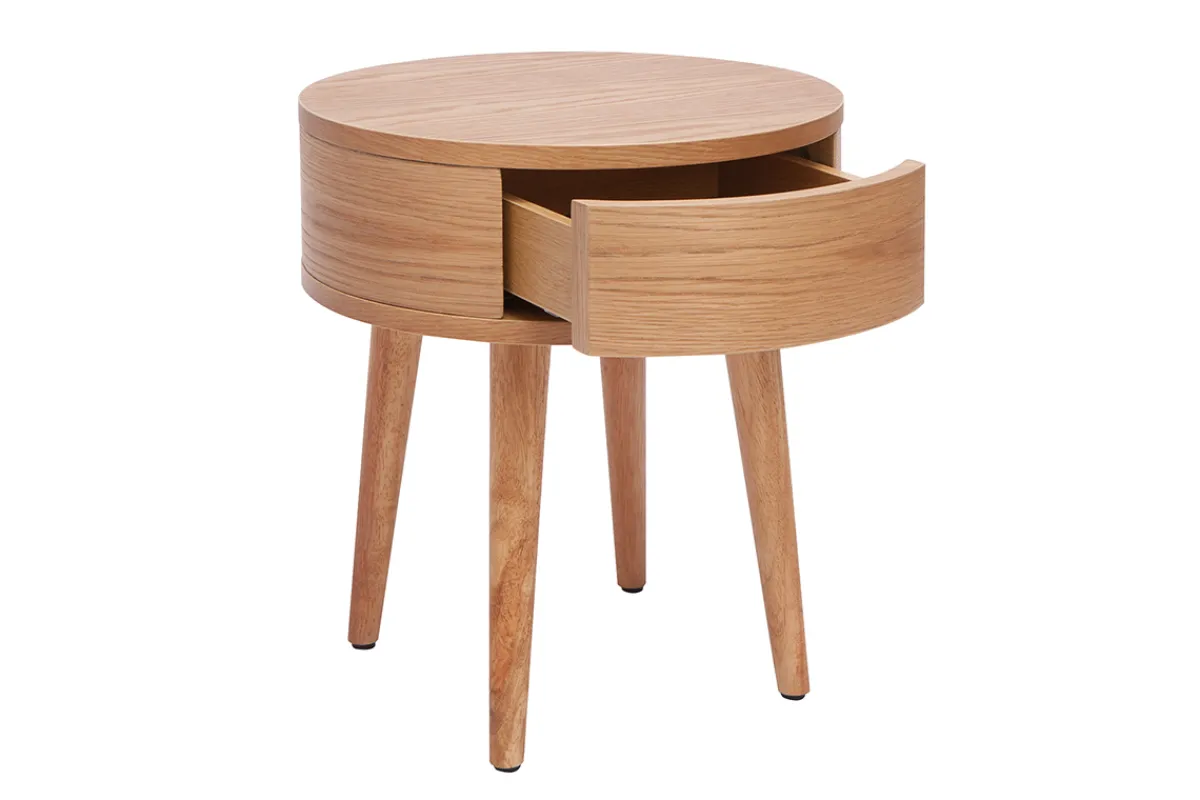 Miliboo Runde Nachttische aus hellem Holz mit Schublade D45 cm (2er-Set) JUDITH* Nachttische