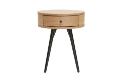 Miliboo Runde Nachttische mit Schublade aus hellem Holz und schwarzem Metall D41 cm (2er-Set) KORAL* Nachttische