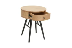 Miliboo Runde Nachttische mit Schublade aus hellem Holz und schwarzem Metall D41 cm (2er-Set) KORAL* Nachttische