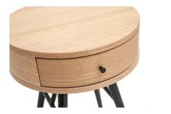 Miliboo Runde Nachttische mit Schublade aus hellem Holz und schwarzem Metall D41 cm (2er-Set) KORAL* Nachttische