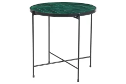 Miliboo Runder Couchtisch aus dunkelgrüner Keramik und schwarzem Metall D50 cm KOTTA* Couchtische