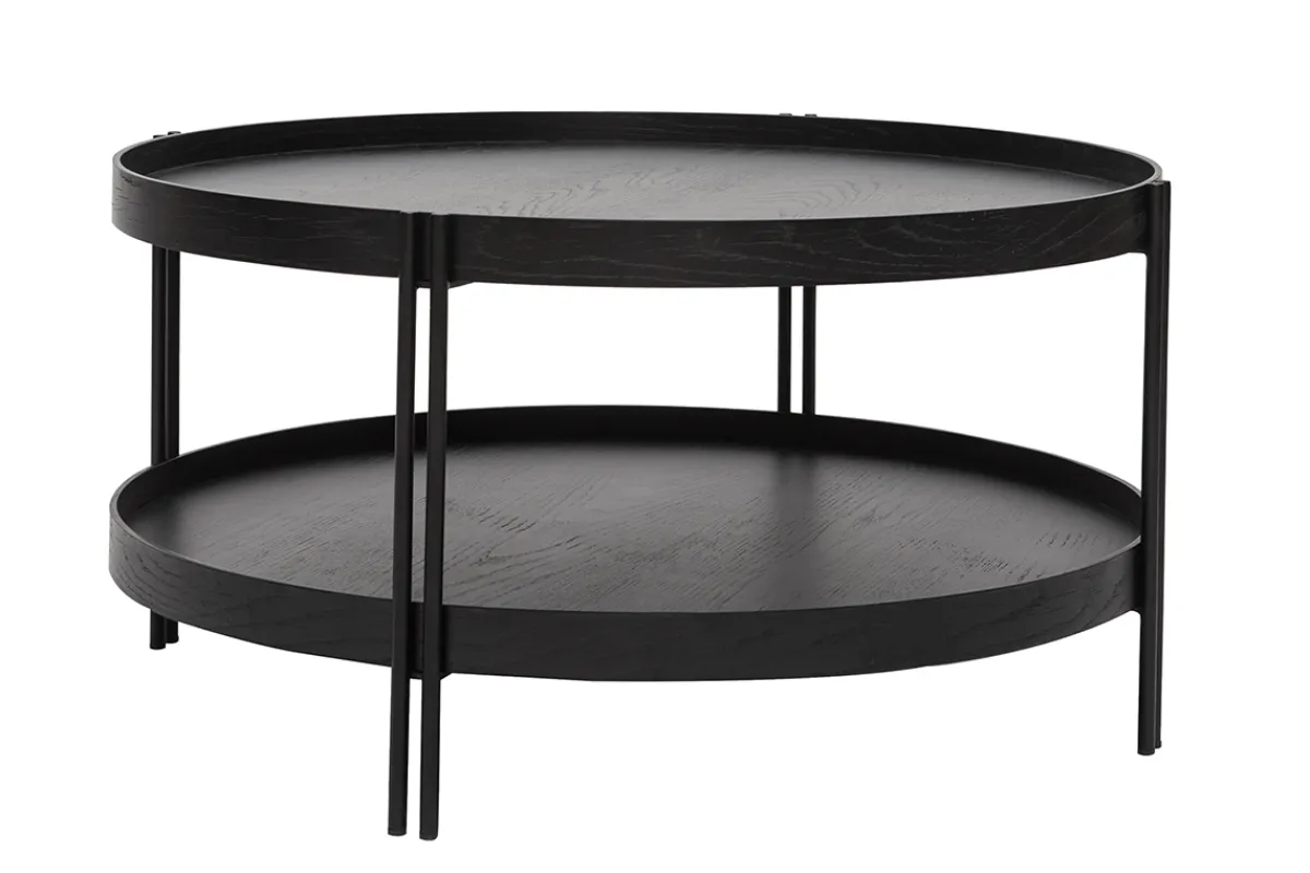 Miliboo Runder Couchtisch aus Eiche schwarz und Metall D80 cm TWICE* Couchtische