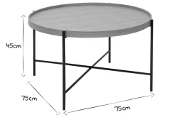 Miliboo Runder Couchtisch aus hellem Holz und schwarzem Metall D75 cm BASSY* Couchtische