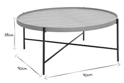 Miliboo Runder Couchtisch aus hellem Holz und schwarzem Metall D90 cm BASSY* Couchtische