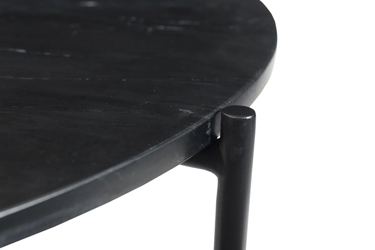 Miliboo Runder Couchtisch aus schwarzem Marmor D 90 cm BUMCELLO* Couchtische