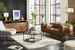 Miliboo Runder Couchtisch mit zwei Tischplatten aus recyceltem Glas und schwarzem Metall D85 cm WELLE* Couchtische