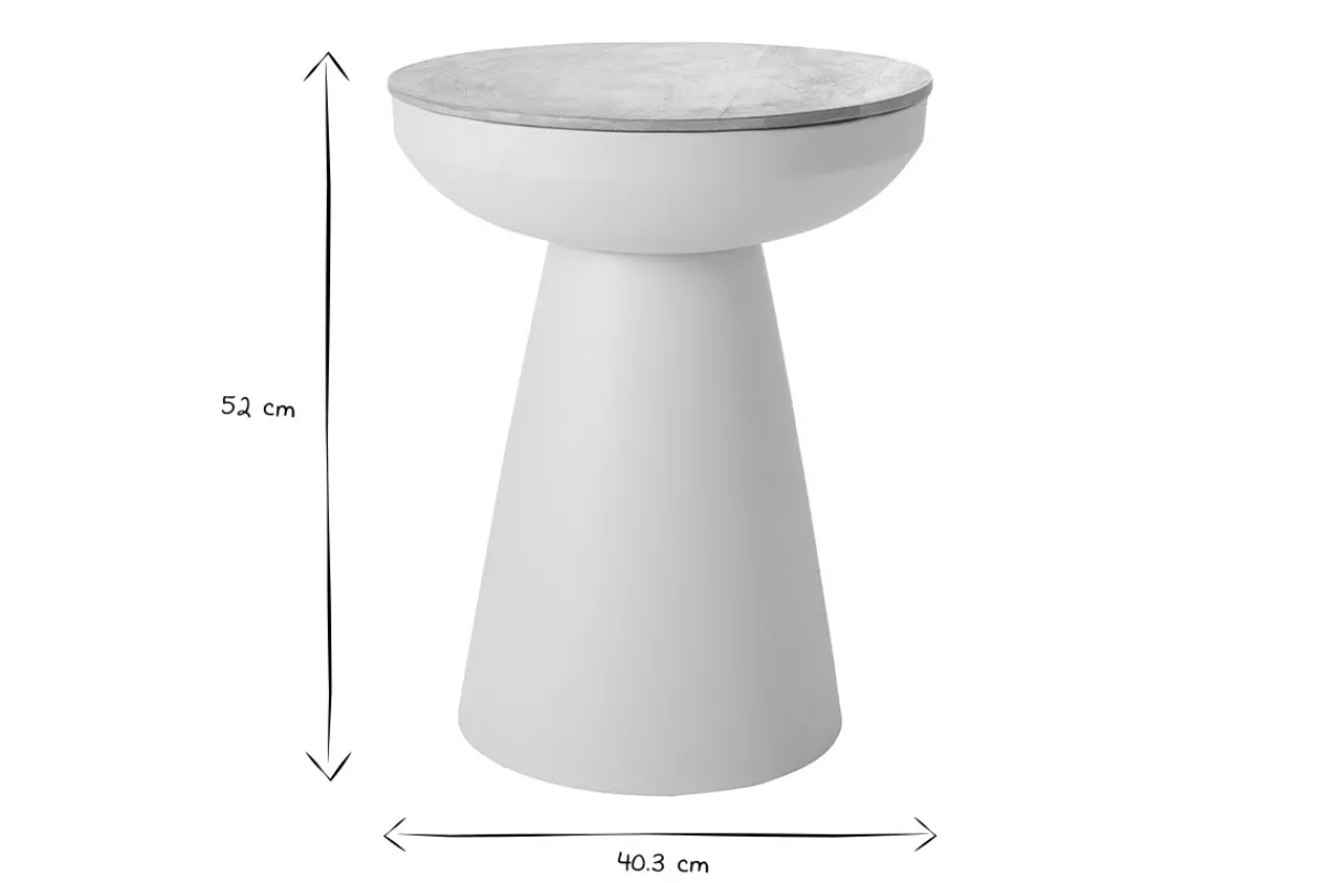 Miliboo Runder Design-Beistelltisch mit Ablage aus hellbeigem Metall und massivem Mangoholz H52 cm TAM* Beistelltische