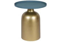 Miliboo Runder Design-Beistelltisch aus Metall goldfarben mit matter petrolblauer Tischplatte RAMSES* Beistelltische