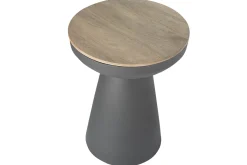 Miliboo Runder Design-Beistelltisch mit Ablage aus anthrazitgrauem Metall und massivem Mangoholz H52 cm TAM* Beistelltische