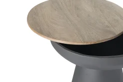 Miliboo Runder Design-Beistelltisch mit Ablage aus anthrazitgrauem Metall und massivem Mangoholz H52 cm TAM* Beistelltische