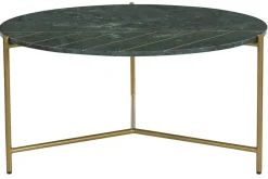 Miliboo Runder Design-Couchtisch aus grünem Marmor und Messing D 90 cm SILLON* Couchtische
