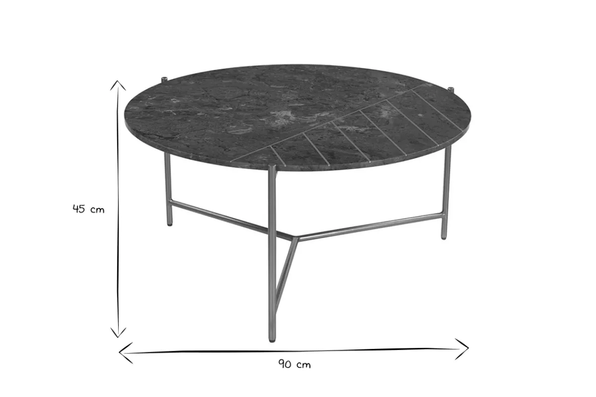 Miliboo Runder Design-Couchtisch aus grünem Marmor und Messing D 90 cm SILLON* Couchtische