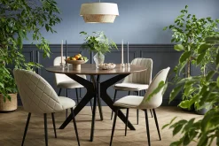 Miliboo Runder Design-Esstisch mit Walnussfurnier D120 cm DIELLI* Esstische