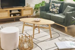 Miliboo Runder Hocker aus beigem Cord D 40 cm LOUIS* Sitzsäcke|Sitzsäcke