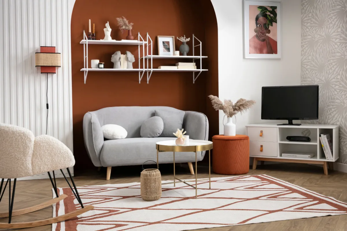 Miliboo Runder Hocker aus rostbraunem Cord D 40 cm LOUIS* Sitzsäcke|Sitzsäcke