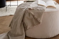 Miliboo Runder Hocker aus ungebleichtem beigem Cord D70 cm LOUIS* Sitzsäcke|Sitzsäcke
