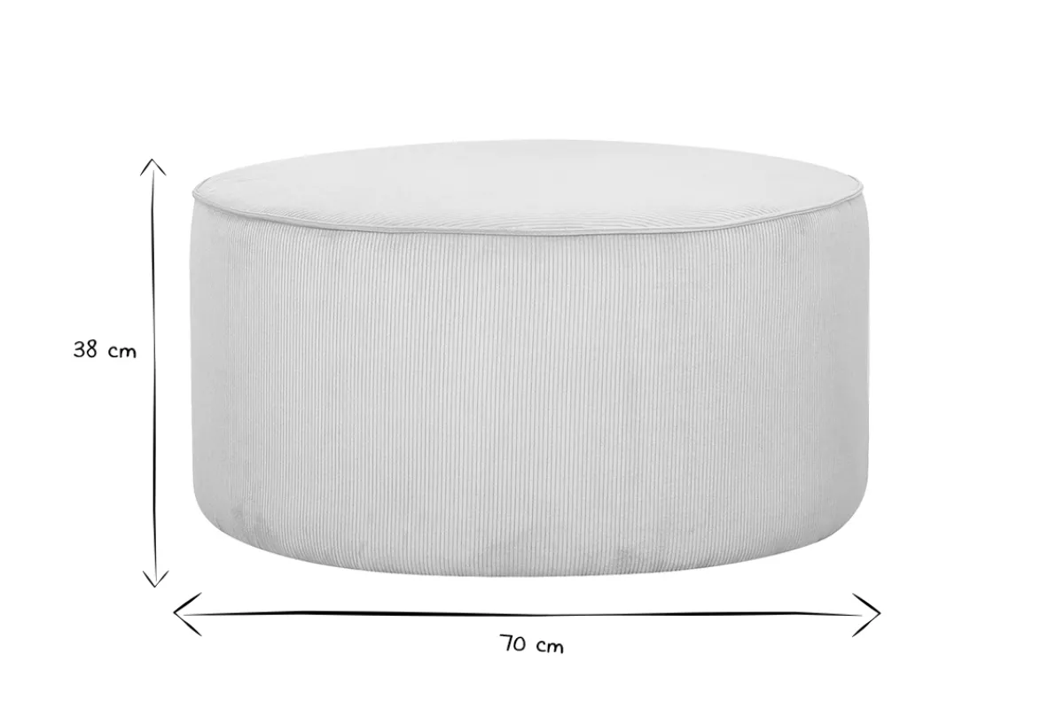 Miliboo Runder Hocker aus ungebleichtem beigem Cord D70 cm LOUIS* Sitzsäcke|Sitzsäcke