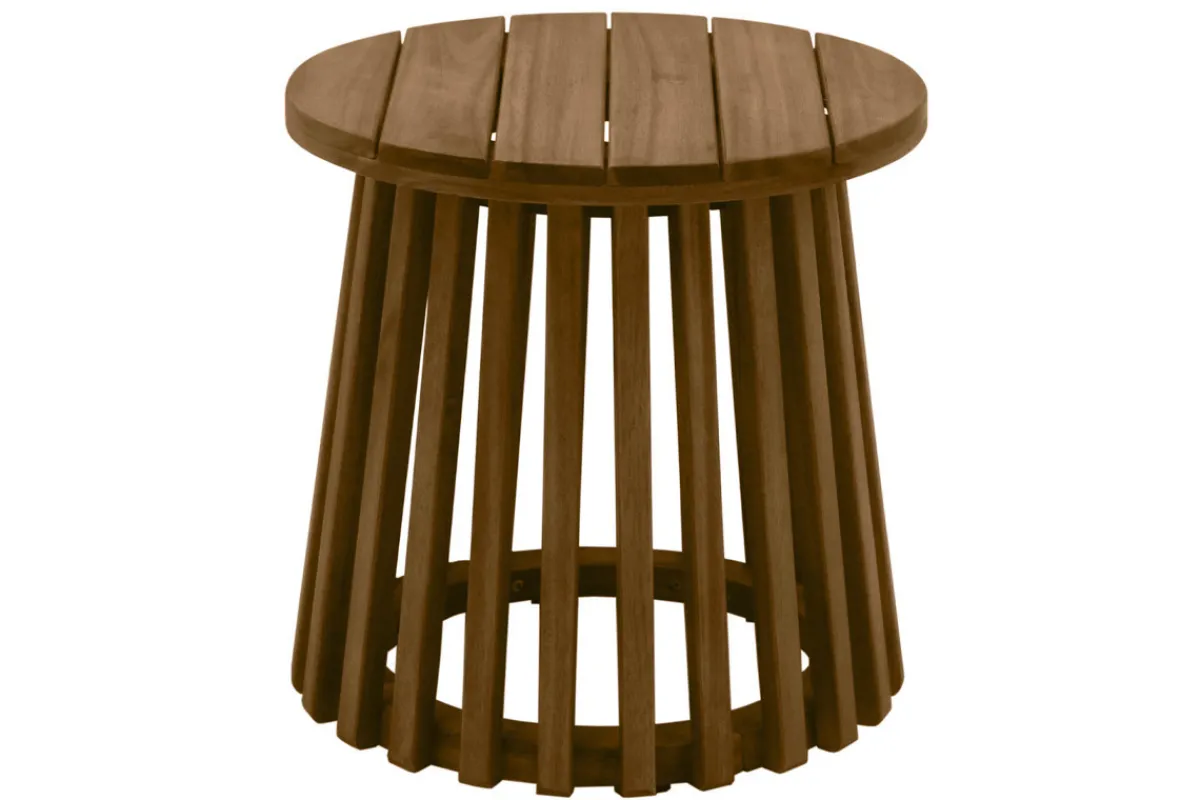 Miliboo Runder niedriger Gartentisch aus Massivholz D40 cm NASSAU* Beistelltische|Gartentische