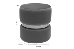 Miliboo Runder Pouf aus blauem Samt, ziegelrotem Rot und goldenem Metall D40 cm JOY* Sitzsäcke|Sitzsäcke