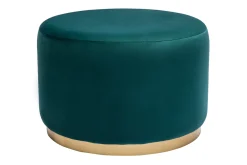 Miliboo Runder Pouf aus petrolblauem Samt und goldenem Metall D54 cm AMAYA* Sitzsäcke|Sitzsäcke