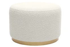 Miliboo Runder Pouf aus schimmerndem Wollmischgewebe in gebrochenem Weiß und goldfarbenem Metall D54 cm AMAYA* Sitzsäcke|Sitzsäcke