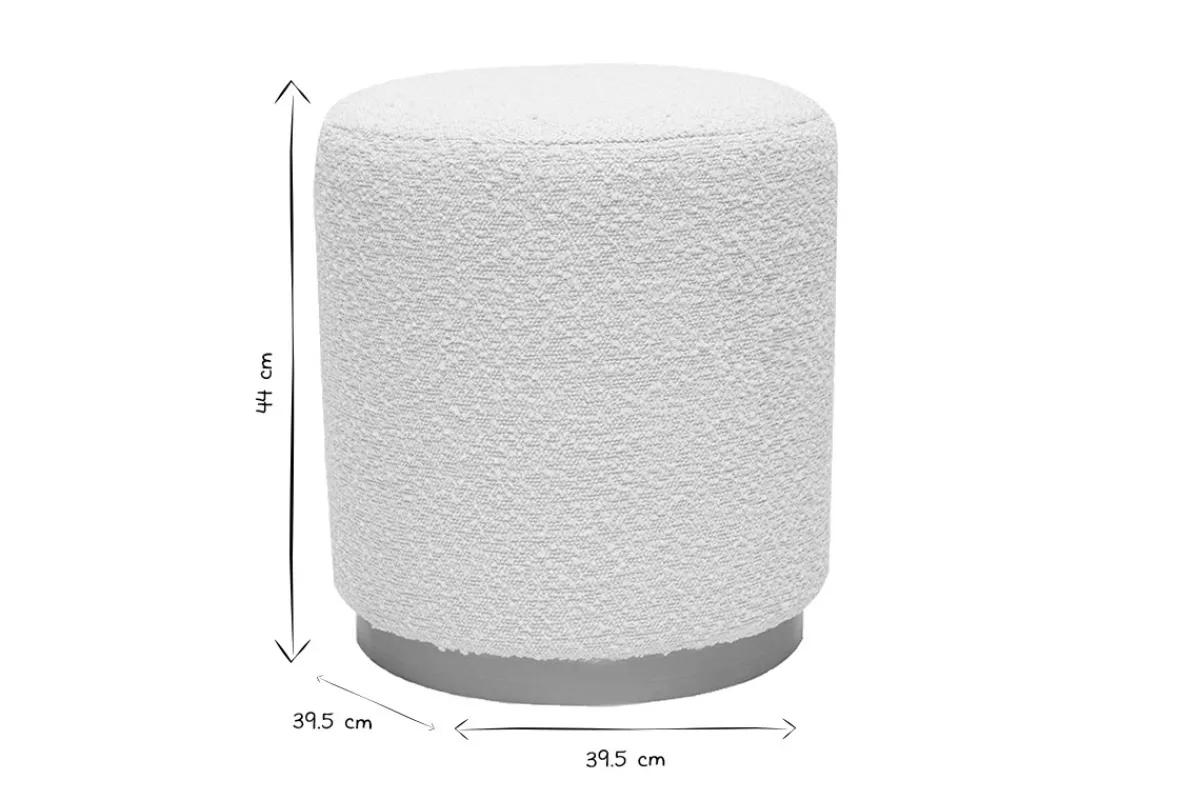 Miliboo Runder Pouf aus weißem Wollbouclé-Effektstoff und goldenem Metall D40 cm AMAYA* Sitzsäcke|Sitzsäcke