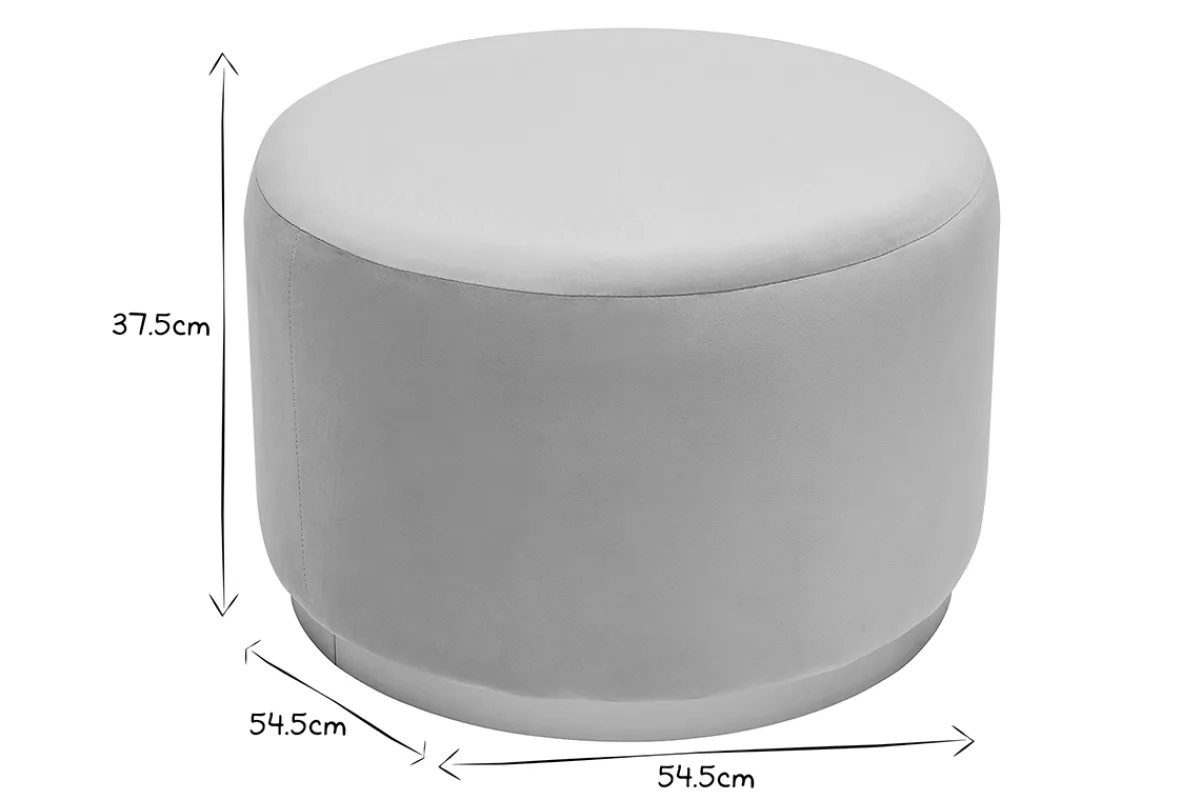 Miliboo Runder Samt- und goldenes Metallpouf in Taupe D54 cm AMAYA* Sitzsäcke|Sitzsäcke