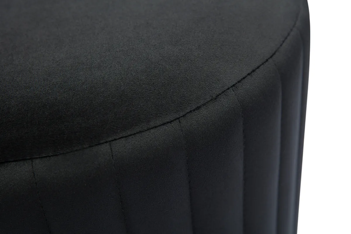 Miliboo Runder Samt- und Metallpuff in Schwarz und Gold D40 cm DONA* Sitzsäcke|Sitzsäcke