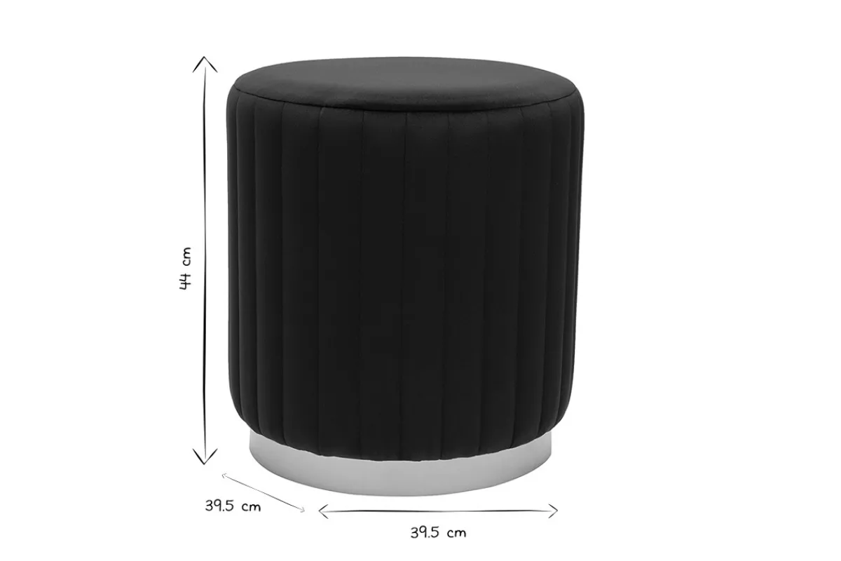 Miliboo Runder Samt- und Metallpuff in Schwarz und Gold D40 cm DONA* Sitzsäcke|Sitzsäcke