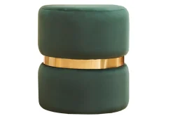 Miliboo Runder Samtpouf in Dunkelgrün mit goldenem Metall D40 cm JOY* Sitzsäcke|Sitzsäcke