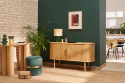 Miliboo Runder Samtpouf in Dunkelgrün mit goldenem Metall D40 cm JOY* Sitzsäcke|Sitzsäcke