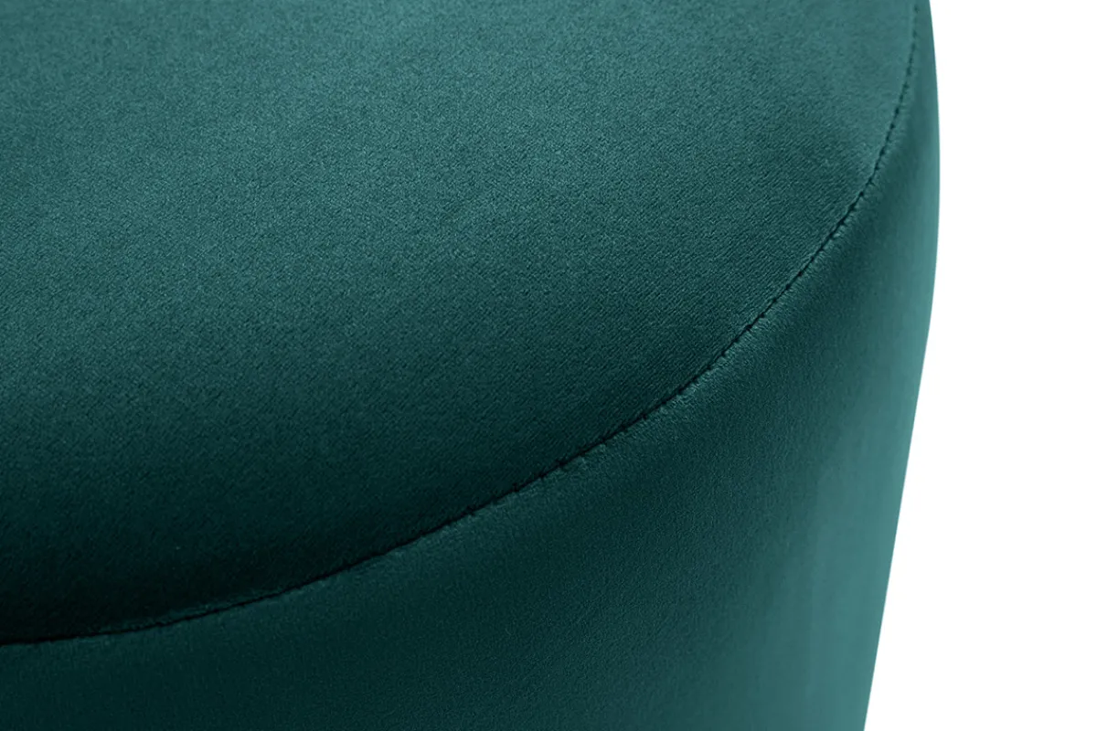 Miliboo Runder Samt-Pouf in petrolblau und goldfarbenem Metall D40 cm AMAYA* Sitzsäcke|Sitzsäcke