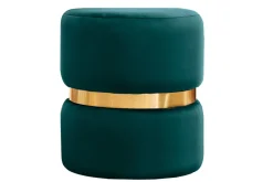 Miliboo Runder Samtpouf in Petrolblau und Goldmetall D40 cm JOY* Sitzsäcke|Sitzsäcke