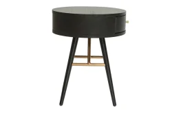Miliboo Runder Vintage-Nachttisch aus Holz, schwarzem Metall und goldfarbenen Details KORAL* Nachttische