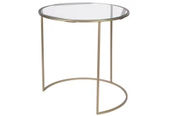 Miliboo Satztische aus roséfarbenem Glas und goldfarbenem Metall (2er-Set) JANE* Beistelltische