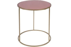 Miliboo Satztische aus roséfarbenem Glas und goldfarbenem Metall (2er-Set) JANE* Beistelltische