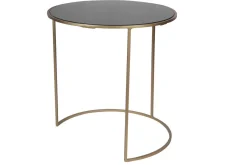 Miliboo Satztische aus schwarz getöntem Glas und goldfarbenem Metall (2er-Set) JANE* Beistelltische