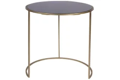 Miliboo Satztische aus schwarz getöntem Glas und goldfarbenem Metall (2er-Set) JANE* Beistelltische